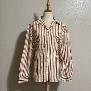 LizSport Lizsport Women's Striped Long Sleeve Button-Down Shirt Size Large